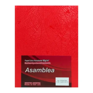 CUADERNO 16X21 ASAMBLEA ARAÑA ROJO 194 HS RAYADO