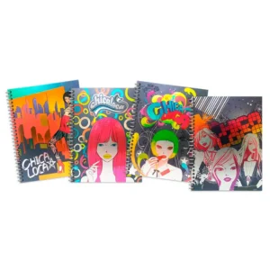 CUADERNO 22X29 TAPA DURA CHICA LOCA METALIZADO 96 HR