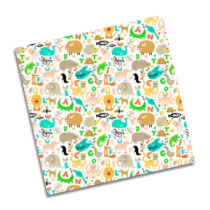 PAPEL DE REGALO 70 X 100 LETRAS Y ANIMALES