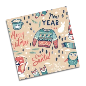 PAPEL DE FORRAR 50 X 70 NAVIDAD ZORROS Y BUHOS