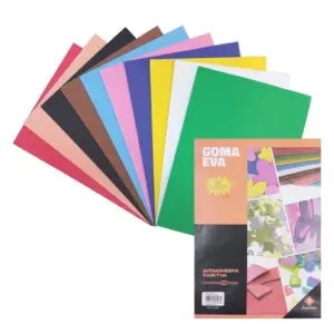 PACK GOMA EVA AUTOADHESIVA X 10 COLORES SURTIDOS A4